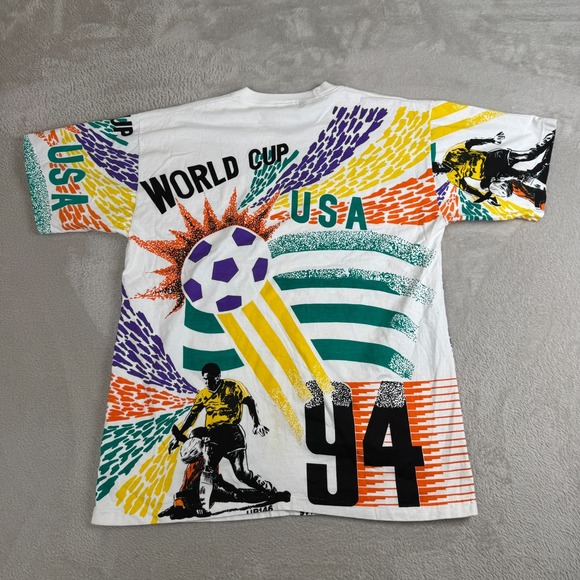 Vintage 1994 USA World Cup Soccer‎ AOP Shirt Mens M Multicolor Preowned Sports - Picture 2 of 6